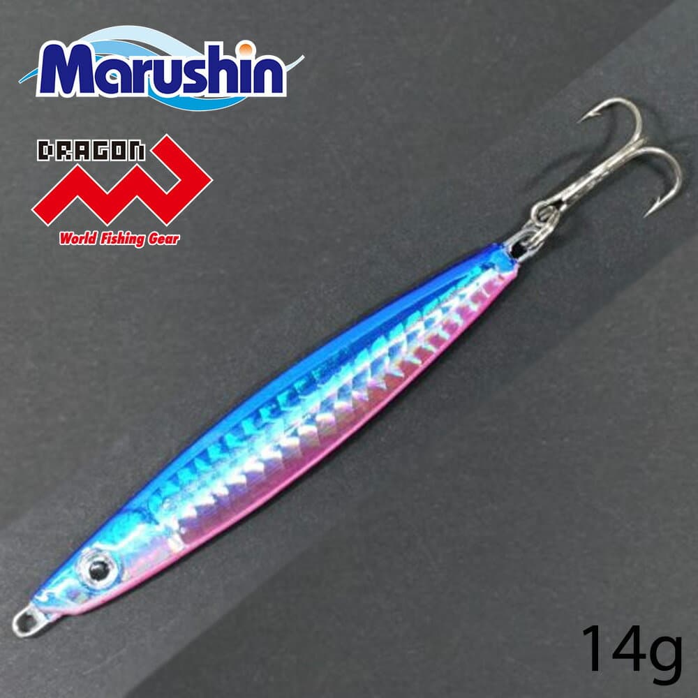 Marushin Metal Jig Drag Jig Blue Pink 14g Treble Hook