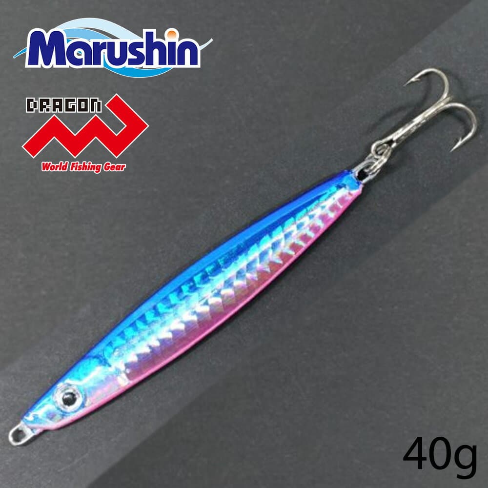 Marushin Metal Jig Drag Jig Blue Pink 40g With Treble Hook
