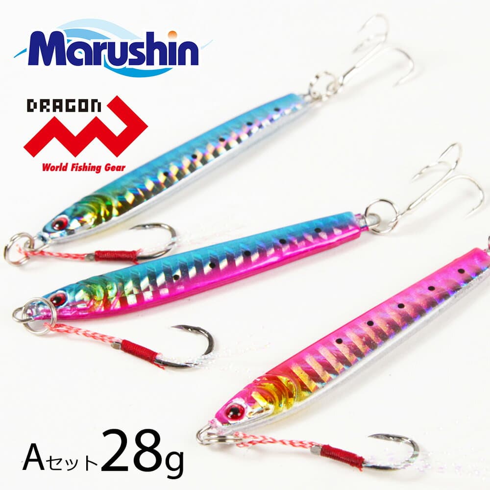 Marushin Metal Jig Shore Go! Go! 28g Jig Set A Pink Blue Blue-Pink