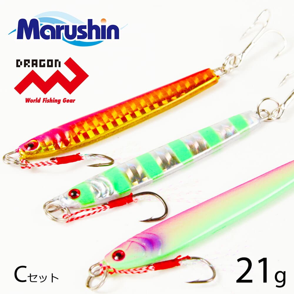 Marushin Metal Jig Shore Go! Go! 21g Jig Set C Zebra Glow Pink Glow Pink Gold