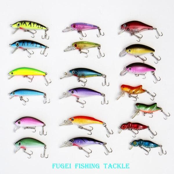 Hard Lure Set of 19, R12QS19C, Minnow, Shad, Vibration, for Bass Fishing