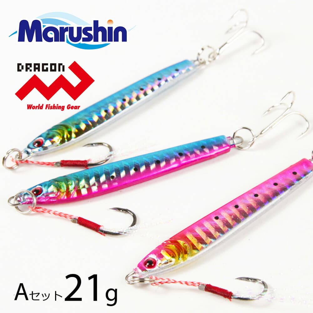 Marushin Metal Jig Shore Go! Go! 21g Jig Set A Pink Blue Blue-Pink