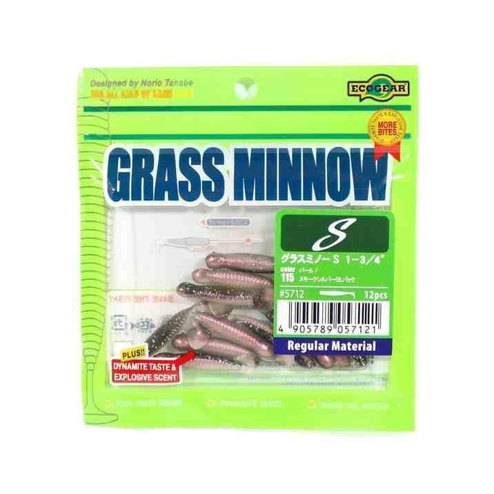 Ecogear Grass Minnow S 1-3/4 115 Pearl / Smoke Silver Glitter Back