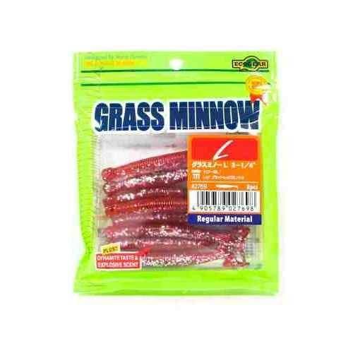 Ecogear Grass Minnow L 3-1/4 111 Clear GLT / Red Small Black + Red GLT Back