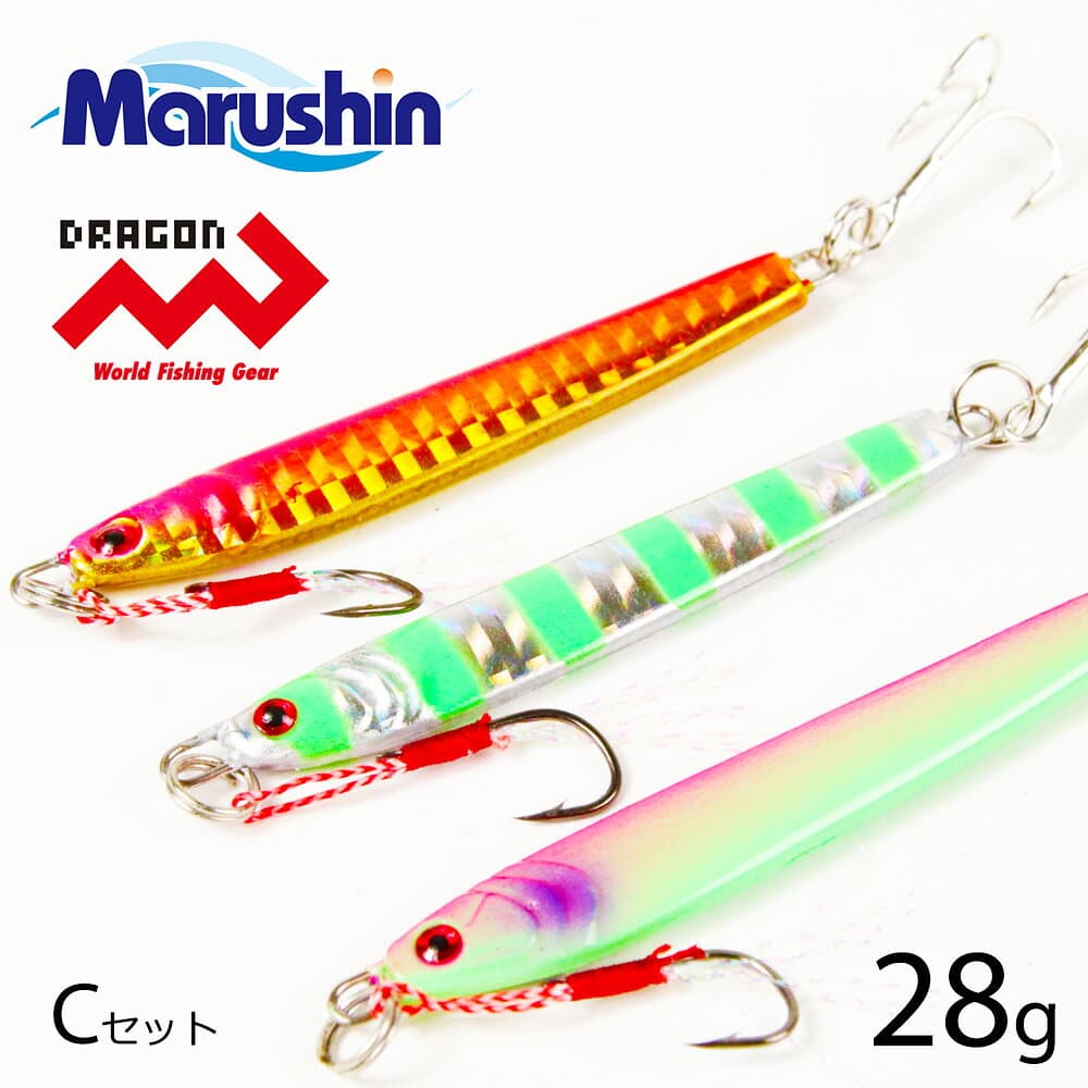 Marushin Metal Jig Shore Go! Go! 28g Jig Set C Zebra Glow Pink Glow Pink Gold