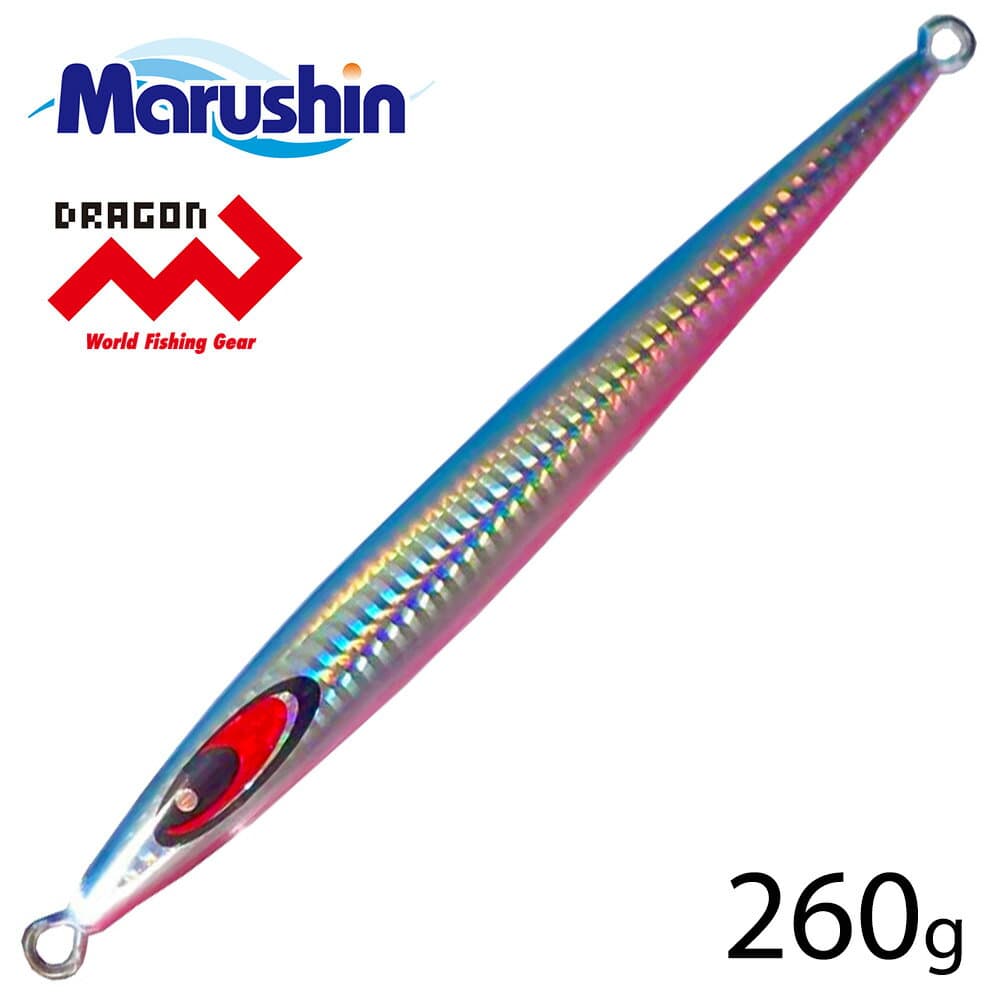 Marushin Metal Jig Ryuga Blue Pink 260g Hookless Hard Lure Sea Bass Lure Jigging Saltwater Lure Saltwater Blue Fish Mackerel Saury Spanish Mackerel