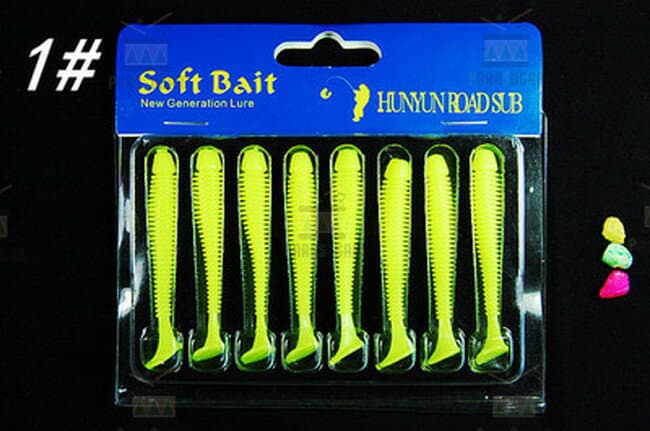 Explosive Fishing Soft Lure Worm Shad Tail Yellow