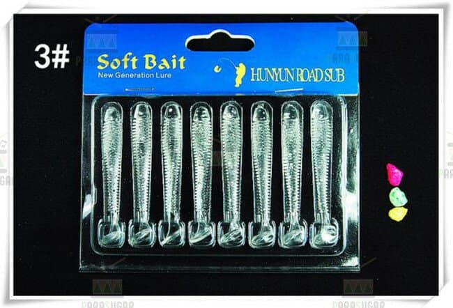 Explosive Soft Lure Worm Shad Tail Clear Color 2.3 Inches 8 Pieces